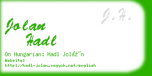 jolan hadl business card